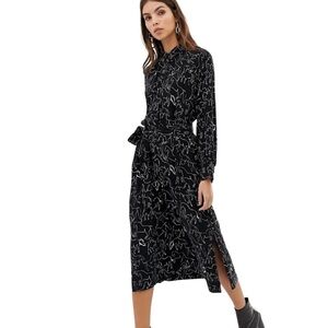 Whistles Black and White Stallion Horse Print Shirt Dress